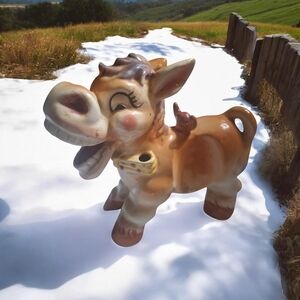 Playful Brown Ceramic Donkey Figurine